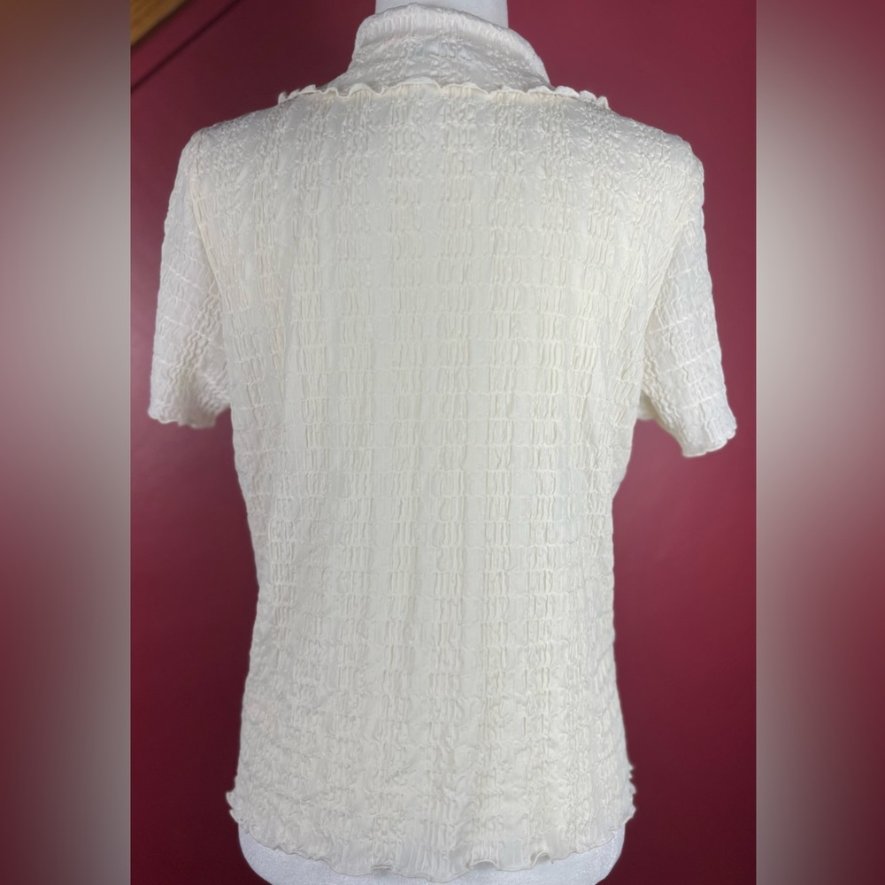 Vince Smock Short Sleeve Women's Cream Button-Up Top, XL, NWT - Picture 7 of 16